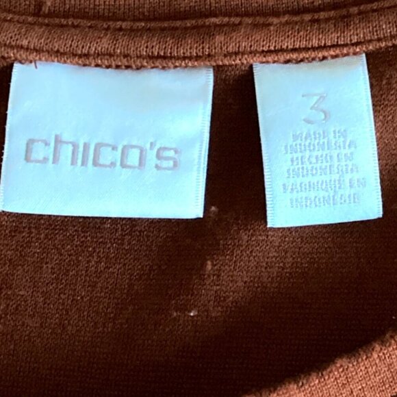 Chico's Long Sleeve Knit Top Gold Accents Sz 3 (XL/16) Rust #99S - Picture 5 of 7